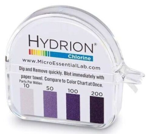 DESCRIPTION: (1) BOX OF (10) CHLORINE TEST STRIPS BRAND/MODEL: HYDRION CM-240 SIZE: 10-200 PPM RETAIL$: $89.10 QTY: 1