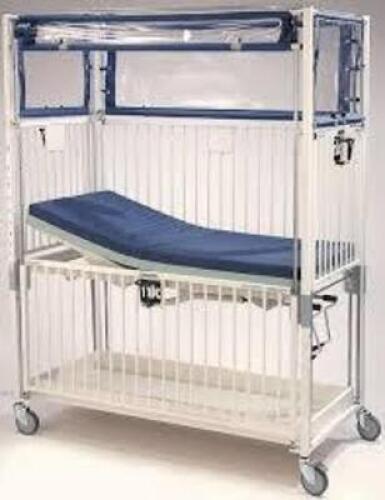 DESCRIPTION: (1) PEDIATRIC ICU HOSPITAL CRIB BRAND/MODEL: HARD INFORMATION: WHITE, BLUE MATTRESS, SEE INSPECTION RETAIL$: $6652.00 EA QTY: 1