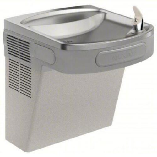 DESCRIPTION: (1) SINGLE DRINKING FOUNTAIN, ON WALL BRAND/MODEL: ELKAY #34J989 INFORMATION: GRAY, FILTERED, NON-REFRIGERATED SIZE: 19-7/8" H RETAIL$: $