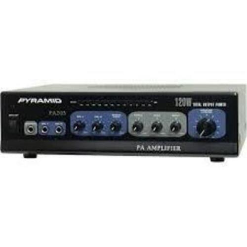 DESCRIPTION: (1) MICROPHONE PA MONO AMPLIFIER & MIC TALKOVER BRAND/MODEL: PYRAMID #PA205 INFORMATION: BLACK SIZE: 120 WATT, 70V RETAIL$: $87.58 EA QTY
