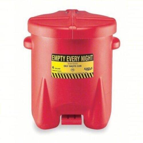 DESCRIPTION: (1) OILY WASTE CAN BRAND/MODEL: EAGLE #5U738 INFORMATION: RED, PLASTIC SIZE: 14 GAL CAPACITY RETAIL$: $107.60 EA QTY: 1
