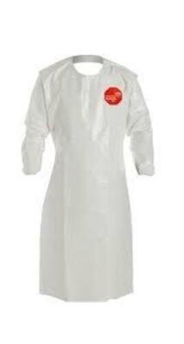 DESCRIPTION: (12) DISPOSABLE SLEEVED APRON BRAND/MODEL: TYCHEM 4000 #56907801 INFORMATION: ELASTIC WAIST SIZE: 52" RETAIL$: $199.15 TOTAL QTY: 12