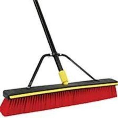 DESCRIPTION: (1) HEAVY DUTY PUSH BROOM INFORMATION: RED BRISTLES, SEE INSPECTION RETAIL$: $43.00 EA QTY: 1