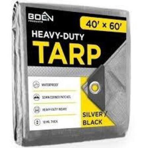 DESCRIPTION: (1) HEAVY DUTY TARP BRAND/MODEL: VALUE COLLECTION #00228205 INFORMATION: SILVER / BLACK SIZE: 40' X 60' RETAIL$: $592.30 EA QTY: 1
