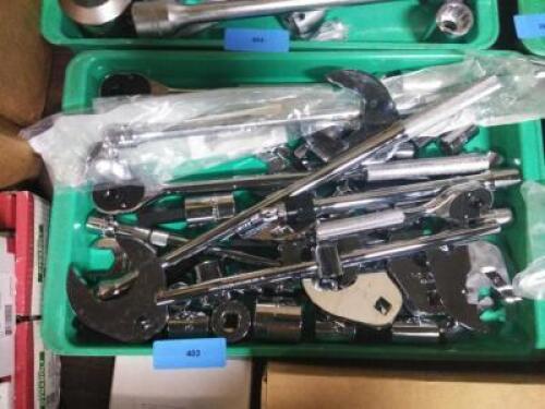 DESCRIPTION: (1) MISC TRAY OF TOOLSBRAND/MODEL: PROTOINFORMATION: 3/4" DRIVE, INCLUDES RATCHETS, SOCKETS, WRENCHESRETAIL: $1200QTY: 1