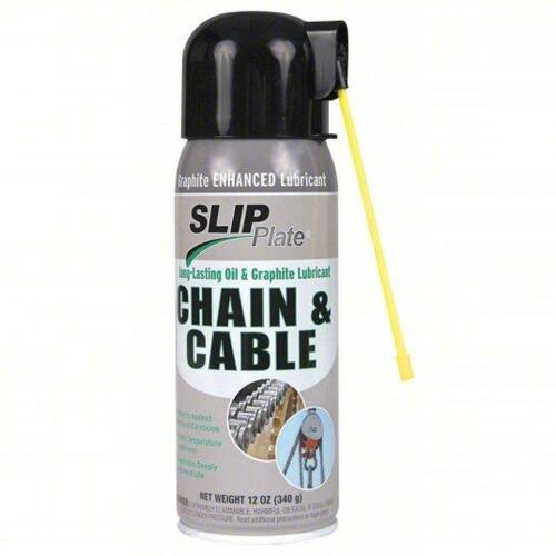 DESCRIPTION: (6) CHAIN AND CABLE LUBRICATION BRAND/MODEL: SLIP PLATE 1WVL1 SIZE: 12OZ RETAIL$: $119.94 QTY: 6