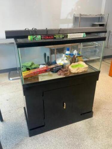 45" AQUARIUM WITH SUPPLIES, HARDWARE, AND ACCESSORIES