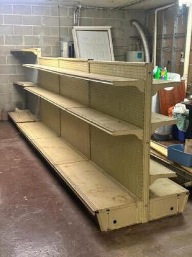 (4) - SECTIONS OF DOUBLE SIDED GONDOLA SHELVING