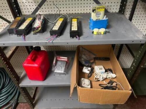 ASSORTED HARDWARE, TOOLS, BATTERIES AND GAS TANK