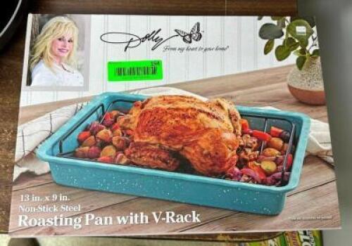 NON-STICK STEEL ROASTING PAN WITH V-RACK
