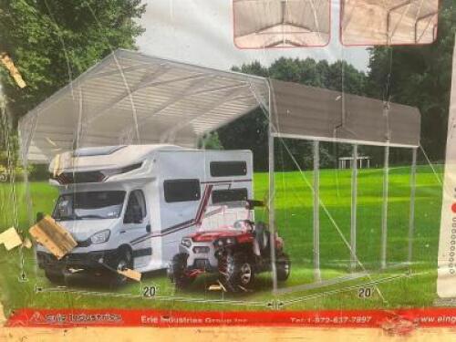 EINGP 20' X20' METAL CARPORT W/ 10' OPEN SIDE WALLS