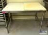 4' STAINLESS MEAT PROCESSING TABLE WITH (3) CUTTING BOARDS