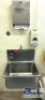 1-COMPARTMENT STAINLESS STEEL HANDS-FREE WALL SINK WITH KNEE-OPERATED VALVE INCLUDES BOTH TOWEL AND SOAP DISPENSER