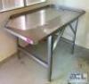 STAINLESS PROCESSING/WORK TABLE WITH PERIMETER LIP AND DRAIN HOLE