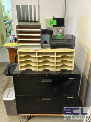 FILE CABINET AND ASSORTED ORGANIZERS