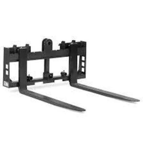 DESCRIPTION: (1) SKID STEER PALLET FORK FRAME ATTACHMENTBRAND/MODEL: TITAN ATTACHMENTSINFORMATION: BLACK, 4000 LB CAPACITY, ATTACHMENT ONLY, NO FORKSSIZE: 2" RECIEVER HITCHRETAIL$: $402.73 EAQTY: 1
