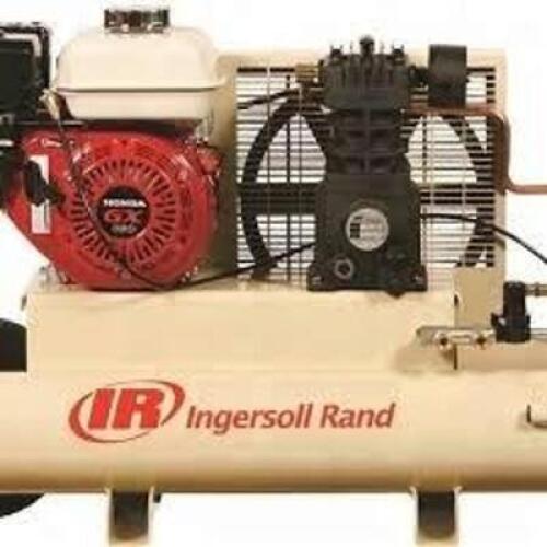 DESCRIPTION: (1) PORTABLE GAS AIR COMPRESSOR BRAND/MODEL: INGERSOLL RAND #4YW08 INFORMATION: 1 STAGE, 5.5 HP ENGINE, HONDA, 11.8 CFM @ 90 PSI RETAIL$: