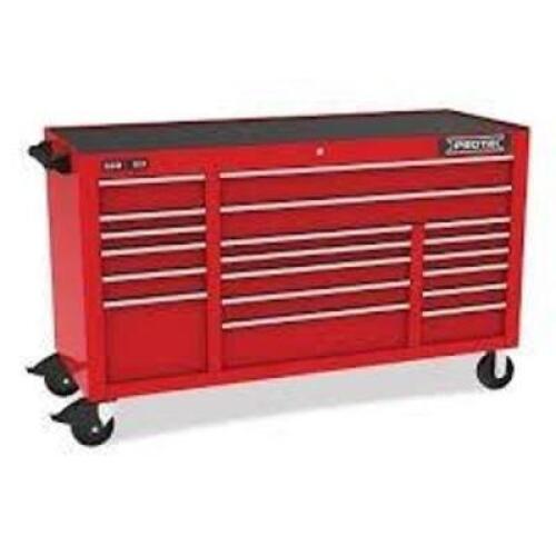 DESCRIPTION: (1) WORKSTATION ROLLING TOOL BOX BRAND/MODEL: PROTO #J556741B-19RD INFORMATION: RED, 19 DRAWERS SIZE: 67" X 25-1/4" X 41" RETAIL$: $6121.