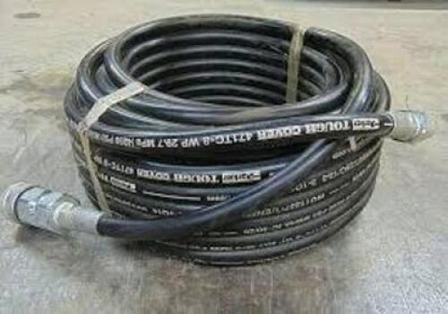 DESCRIPTION: (2) HYDRAULIC HOSES BRAND/MODEL: PARKER #471ST-6 INFORMATION: BLACK SIZE: 50', 3/8" OD, 1/4" ID RETAIL$: $59.01 EA QTY: 2