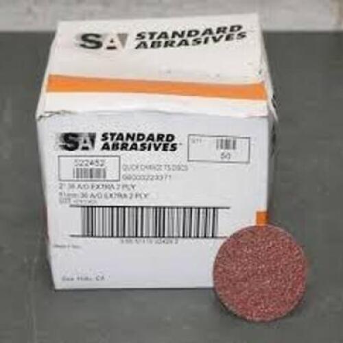 DESCRIPTION: (3) BOXES OF (50) QUICK CHANGE TS DISCS BRAND/MODEL: STANDARD ABRASIVES #522452 INFORMATION: ALUMINUM OXIDE SIZE: 2" RETAIL$: $179.67 EA