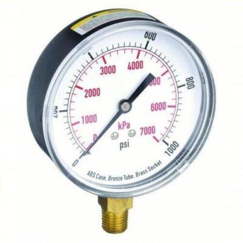 DESCRIPTION: (5) COMMERCIAL PRESSURE GAUGE BRAND/MODEL: PRODUCT NUMBER #4FLY5 INFORMATION: 0 PSI TO 1,000 PSI, DUAL SIZE: 3 1/2 IN DIAL, 1/4 IN NPT MA