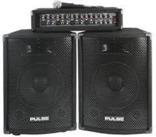 DESCRIPTION: (1) SPEAKERS WITH PROFESSIONAL SWITCH SET BRAND/MODEL: PULSE #PMH200KIT INFORMATION: BLACK, 200 WATTS RETAIL$: $305.74 EA QTY: 1