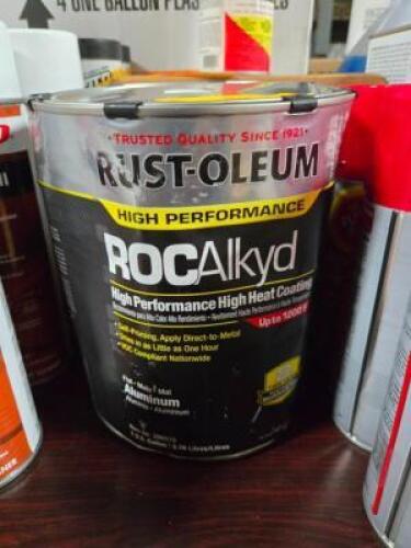DESCRIPTION: (1) ALUMINUM HEAT RESISTANT COATING BRAND/MODEL: RUST-OLEUM 286510 SIZE: 1 GAL RETAIL$: $428.15 QTY: 1