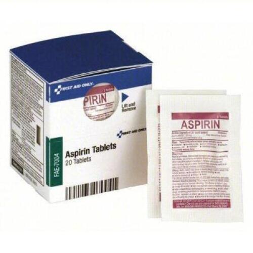 DESCRIPTION: (1) CASE OF (24) ASPRIN BRAND/MODEL: FIRST AID ONLY FAE-7004 SIZE: 20 RETAIL$: $164.64 QTY: 1