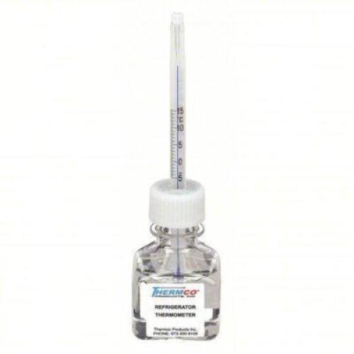 DESCRIPTION: (4) LIQUID IN GLASS REFRIGERATOR THERMOMETERS BRAND/MODEL: THERMCO ACCR0201BLST SIZE: 5-15 DEG CELCIUS RETAIL$: $198.96 QTY: 4