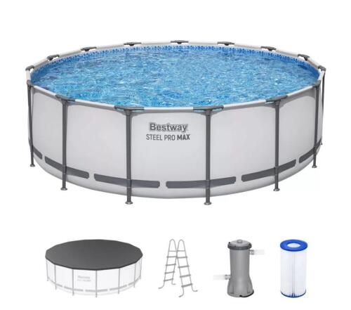DESCRIPTION: (1) STEEL ABOVE GROUND SWIMMING POOL BRAND/MODEL: BESTWAY/56690E INFORMATION: INCLUDES FILTER, FILTER PUMP, LADDER, & COVER SIZE: 15' X 4
