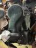 DESCRIPTION: SYNTHETIC LEATHER WESTERN COMFORT SADDLE BRAND/MODEL: JD IMPORTS KS2303 INFORMATION: BLACK, HEADSTALL, REINS, AND BREAST COLLAR SIZE: 17" - 3