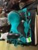 DESCRIPTION: SYNTHETIC LEATHER BARREL RACING SADDLE BRAND/MODEL: JD IMPORTS KS2305 INFORMATION: TURQUOISE, HEADSTALL, REINS, AND BREAST COLLAR SIZE: 1 - 3