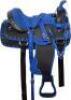 DESCRIPTION: SYNTHETIC LEATHER BARREL RACING SADDLE BRAND/MODEL: JD IMPORTS KT-18009 INFORMATION: BLUE, HEADSTALL, REINS, BREAST COLLAR SIZE: 14" LOCA