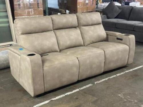 GREYMEL FABRIC POWER RECLINING SOFA WITH WIRELESS CHARGER