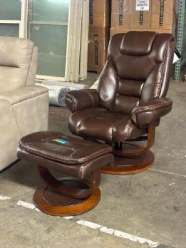 FARINGDON LEATHER SWIVEL RECLINER AND OTTOMAN