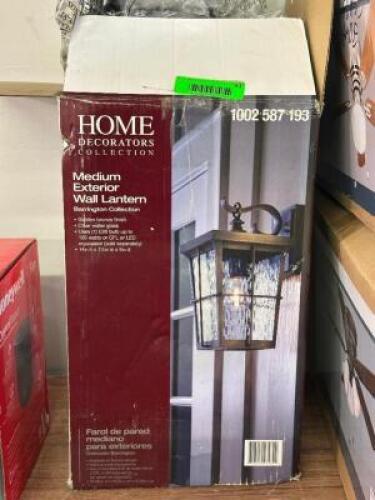 BARRINGTON 14 IN. 1-LIGHT GOLDEN BRONZE HARDWIRED OUTDOOR WALL LIGHT LANTERN SCONCE WITH CLEAR WATER GLASS