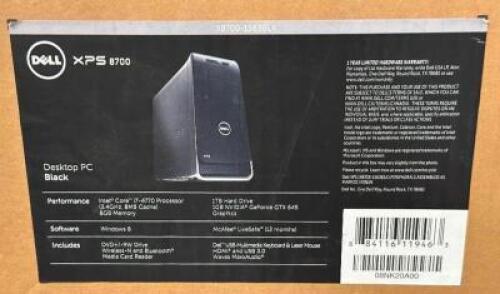 DELL XPS 8700 DESKTOP COMPUTER WITH MONITOR AND KEYBOARD