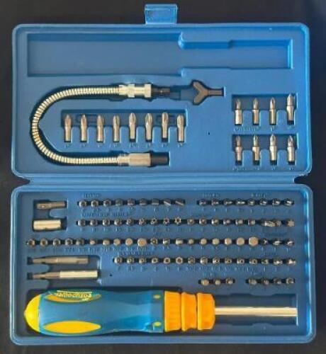 RATCHETING SCREWDRIVER SET WITH HARD CASE