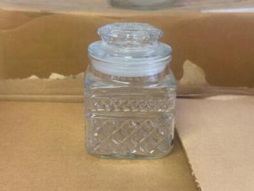 CASE OF SMALL GLASS CANDY JARS