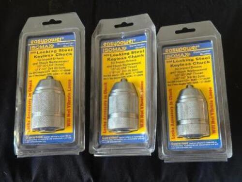 (3) - LOCKING STEEL KEYLESS CHUCKS