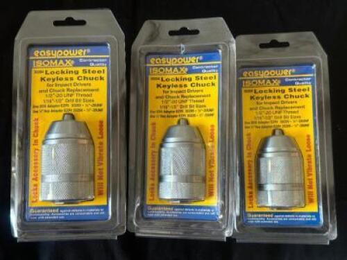 (3) - LOCKING STEEL KEYLESS CHUCKS
