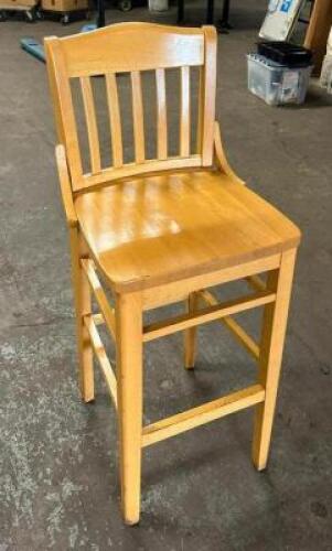 DESCRIPTION: (4) WOODEN BAR STOOLS LOCATION: BAY 6 QTY: 4