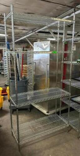 DESCRIPTION: 4-TIER WIRE SHELVING UNIT SIZE: 42"X18"X87" LOCATION: BAY 6 QTY: 1
