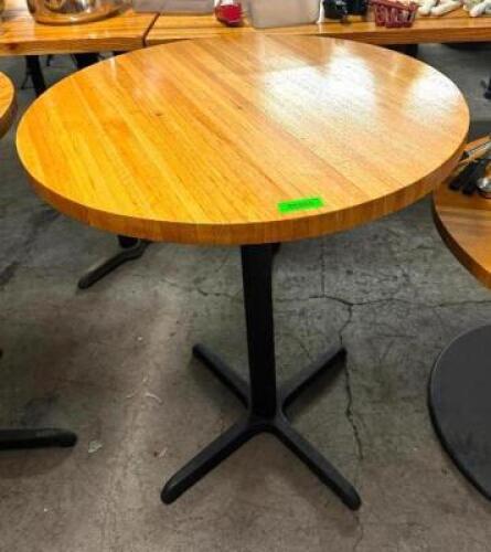 DESCRIPTION: 36" ROUND WOODEN PUB TABLE SIZE: 36"X42" LOCATION: BAY 6 QTY: 1