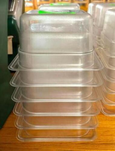 DESCRIPTION: (6) 1/6 SIZE PLASTIC INSERTS SIZE: 4" DEEP LOCATION: BAY 6 QTY: 6