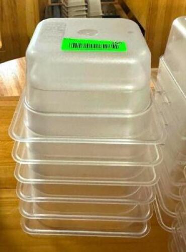 DESCRIPTION: (6) 1/6 SIZE PLASTIC INSERTS SIZE: 4" DEEP LOCATION: BAY 6 QTY: 6