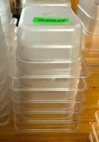 DESCRIPTION: (6) 1/6 SIZE PLASTIC INSERTS SIZE: 4" DEEP LOCATION: BAY 6 QTY: 6