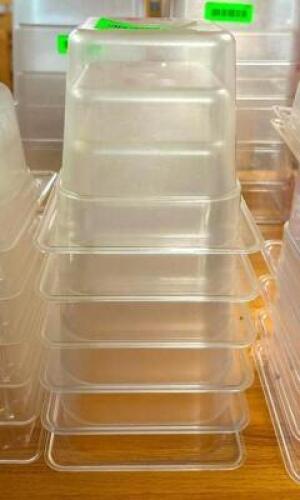 DESCRIPTION: (6) 1/6 SIZE PLASTIC INSERTS SIZE: 6" DEEP LOCATION: BAY 6 QTY: 6