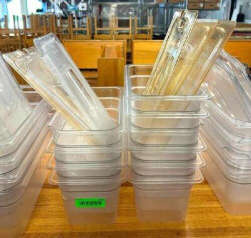 DESCRIPTION: (10) 1/3 SIZE PLASTIC INSERTS WITH (6) LIDS SIZE: 6" DEEP LOCATION: BAY 6 QTY: 10