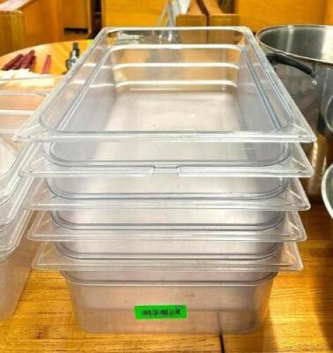 DESCRIPTION: (5) FULL SIZE PLASTIC INSERTS WITH LIDS SIZE: 6" DEEP LOCATION: BAY 6 QTY: 5
